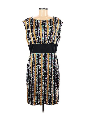 Trina Turk 100% Silk Color Block Stripes Multi Color Black Casual Dress Size  12 - 79% off