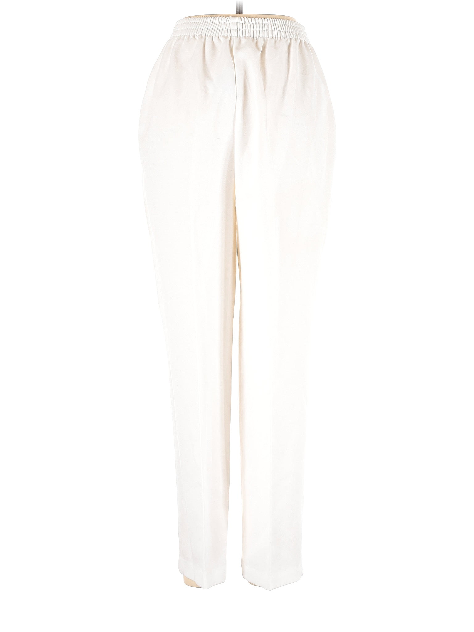 Basic Editions 100% Polyester Solid White Ivory Casual Pants Size