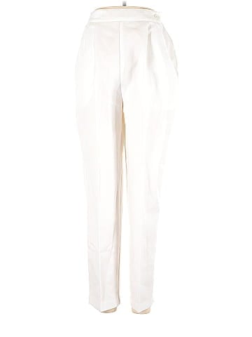 Basic Editions 100% Polyester Solid White Ivory Casual Pants Size