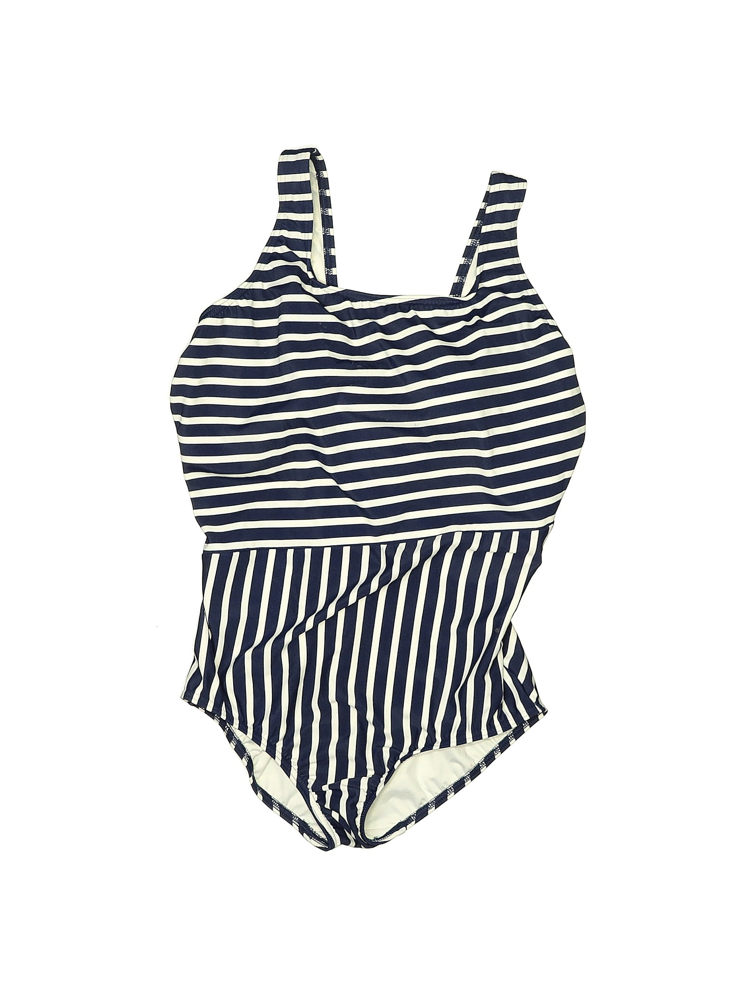 Lands End Stripes Multi Color Blue One Piece Swimsuit Size 16 68