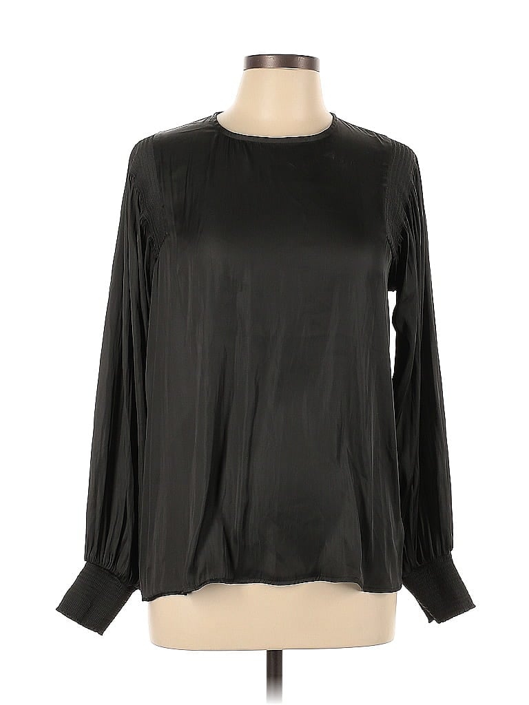 Grade And Gather 100 Polyester Black Long Sleeve Blouse Size L 75 Off