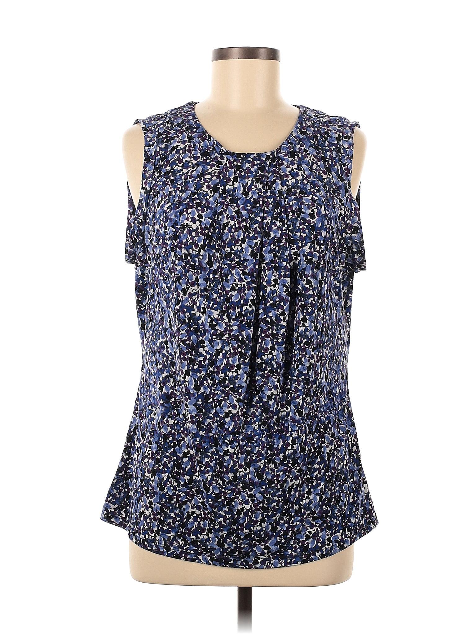 Karl Lagerfeld Paris Multi Color Blue Sleeveless Blouse Size M - 71% ...