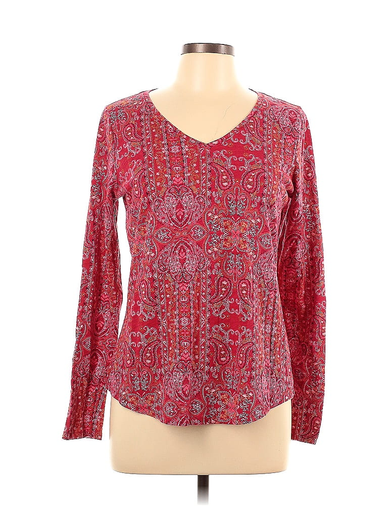 Sonoma Goods for Life Paisley Red Burgundy Long Sleeve Top Size M - 55% ...