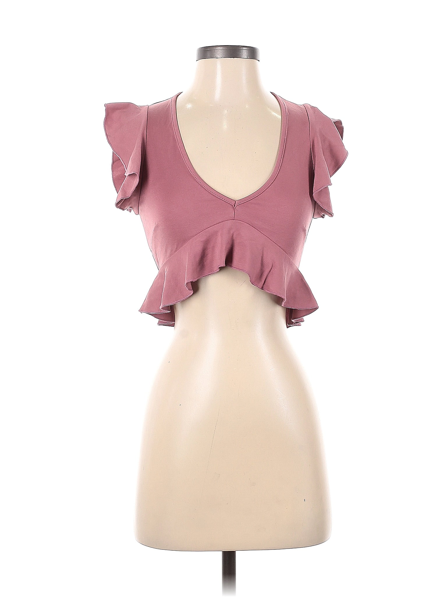 Intimately By Free People Solid Pink Short Sleeve Blouse Size Xs 56