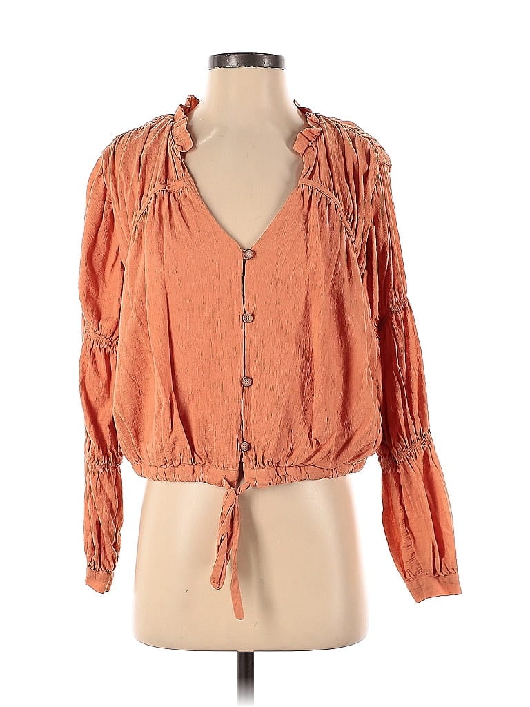 Pre-owned Love, Whit By Whitney Port Long Sleeve Blouse In Orange