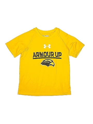 Under Armour Active T-Shirt: Yellow Solid Sporting & Activewear - Kids Boy's Size X-Small, thredUP