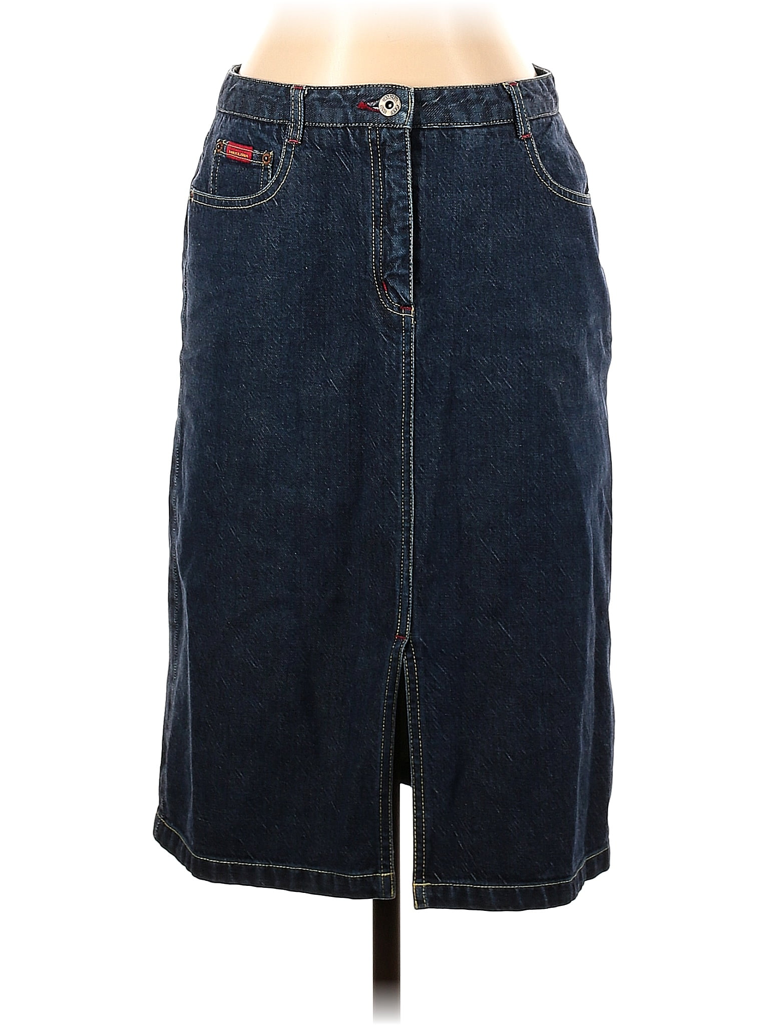 BCBGMAXAZRIA 100% Cotton Solid Blue Denim Skirt Size 4 - 85% off | thredUP