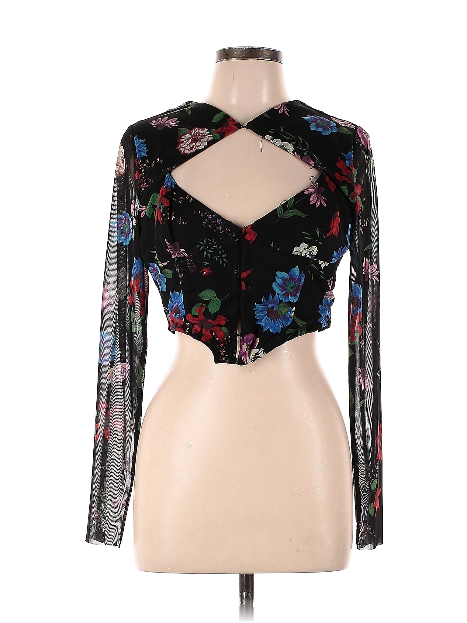 AFRM Floral Black Macie Corset Top Size L - 60% off