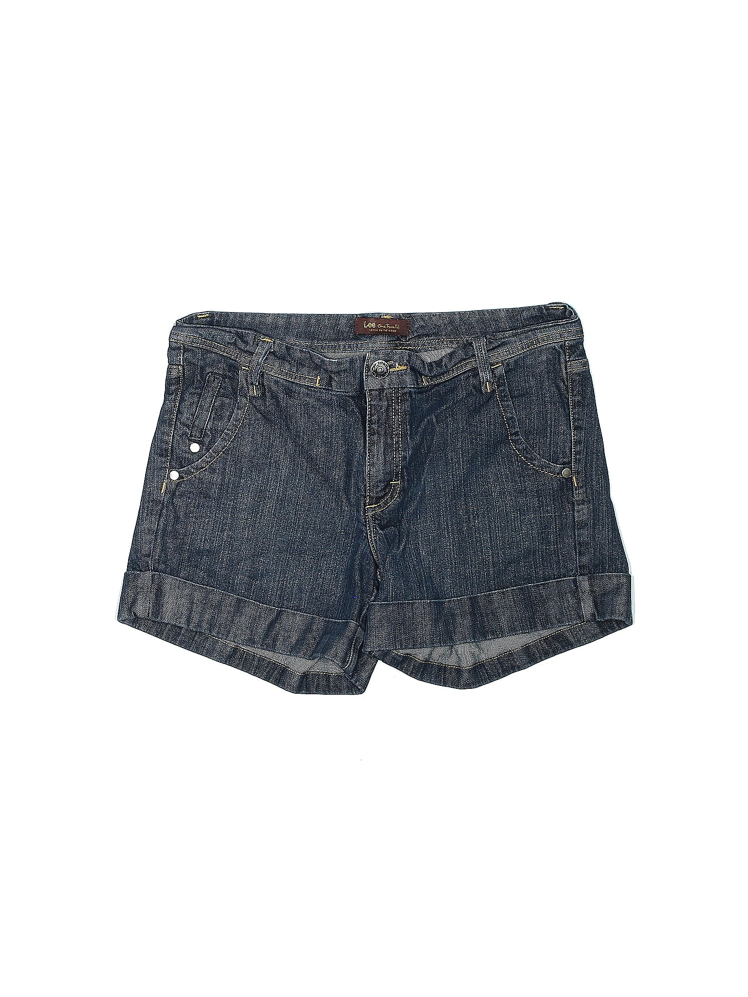 Lee Solid Blue Denim Shorts Size 12 58 Off Thredup