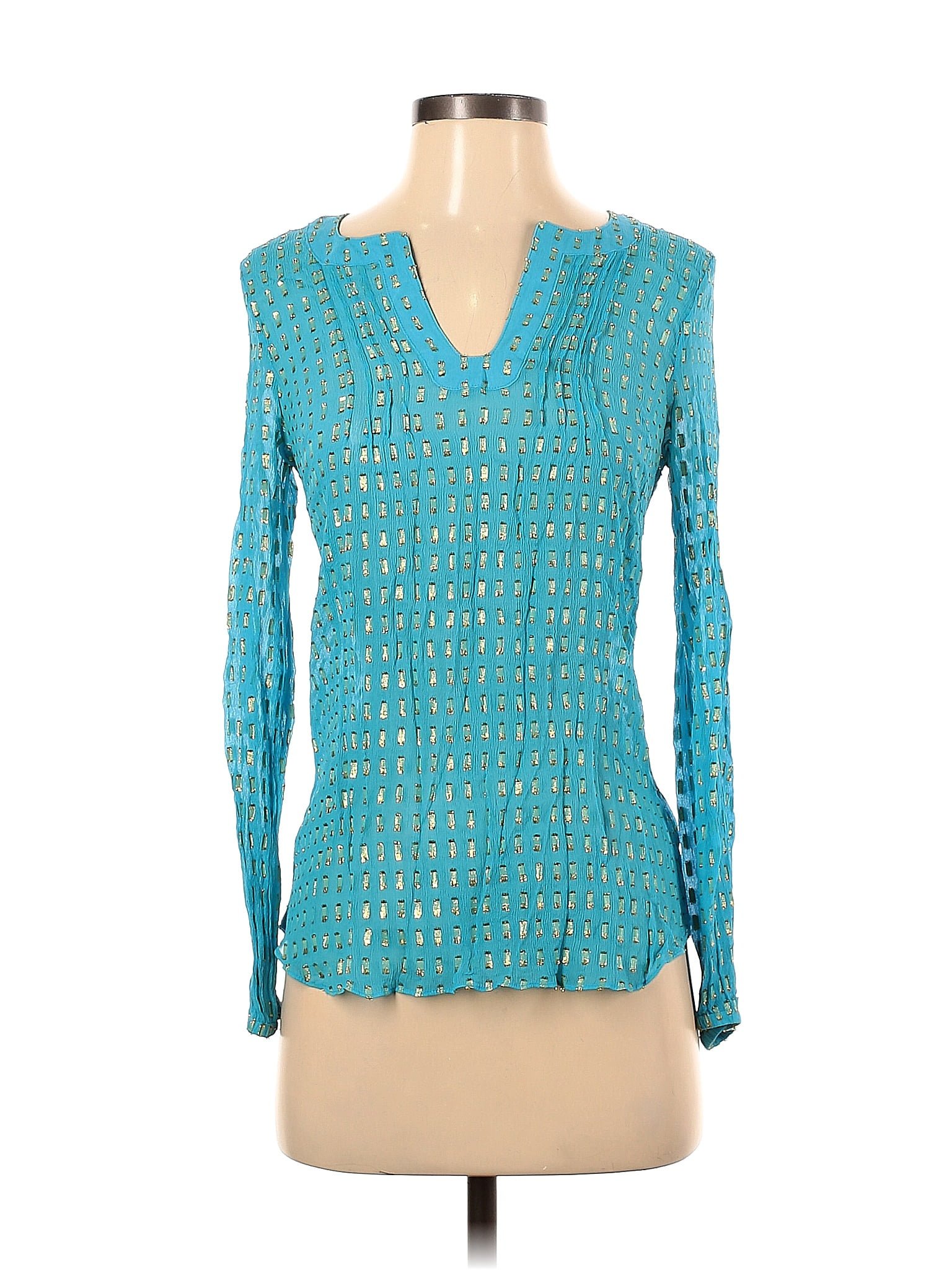 Lilly Pulitzer Polka Dots Blue Teal Long Sleeve Silk Top Size S 69 Off Thredup 8463