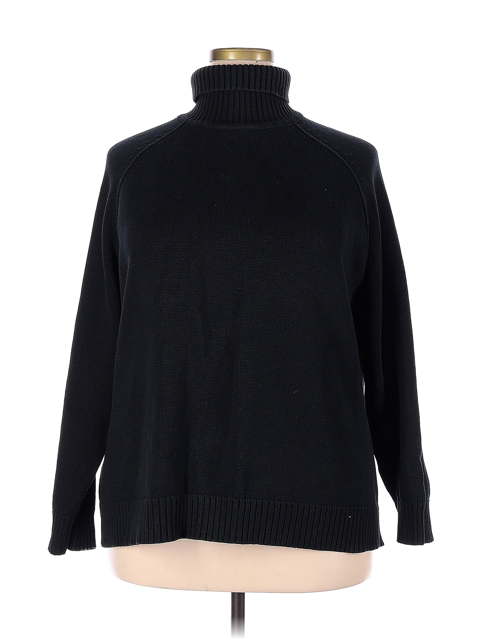Karen Scott Womens Petite Colorblock Cotton Turtleneck Sweater Bright Red Size Large