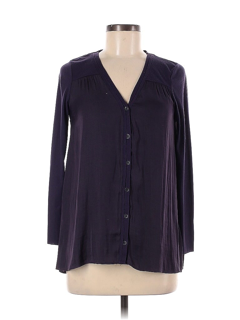 Simply Vera Vera Wang 100% Polyester Solid Purple Long Sleeve Top Size S ( Petite) - 54% off