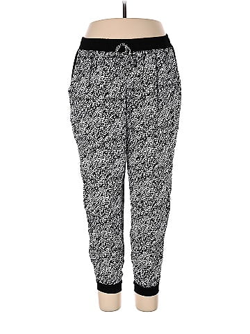 Faded Glory 100% Rayon Leopard Print Multi Color Black Sweatpants