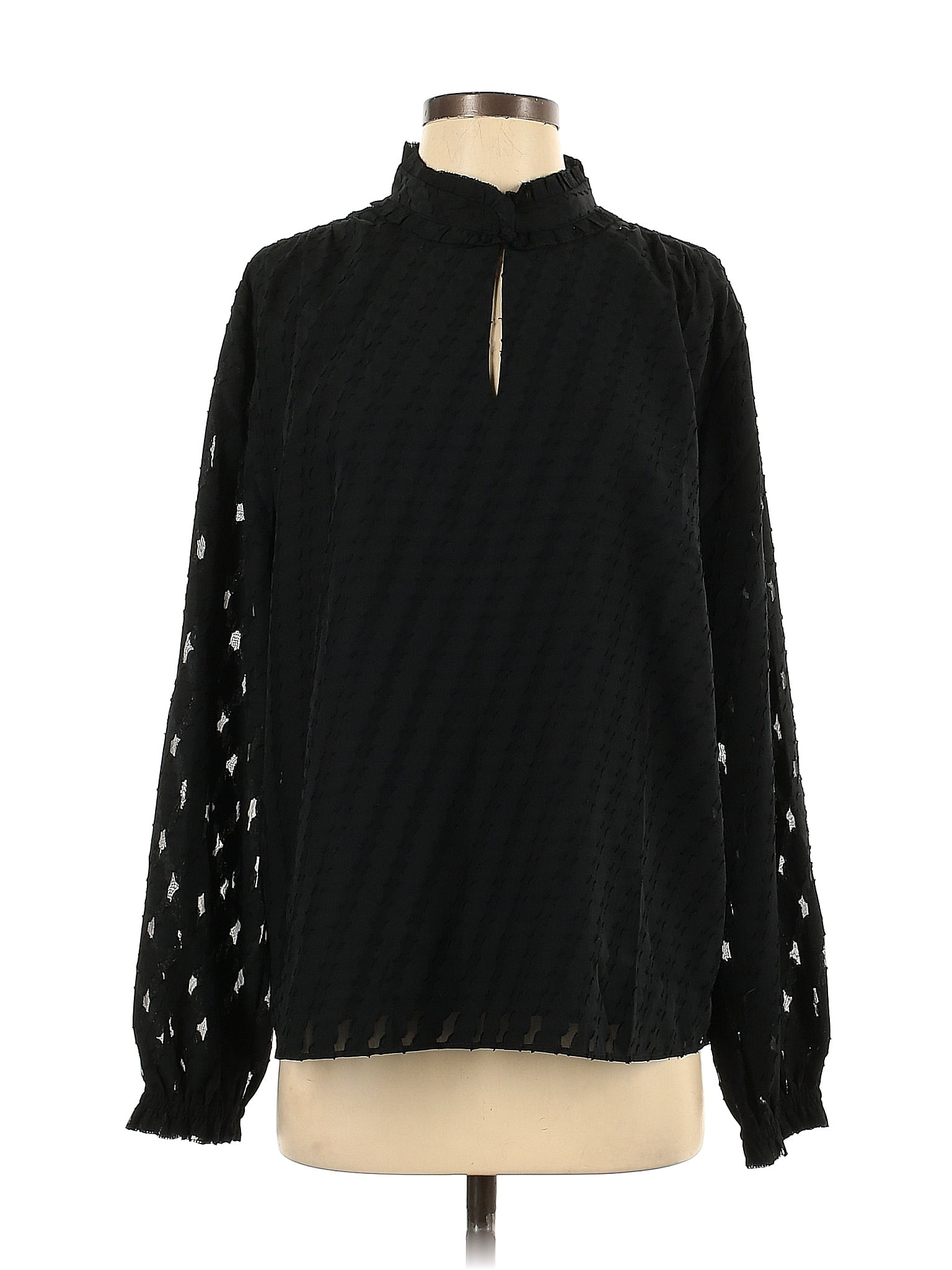 Ann Taylor 100% Polyester Black Long Sleeve Blouse Size L - 74% off ...