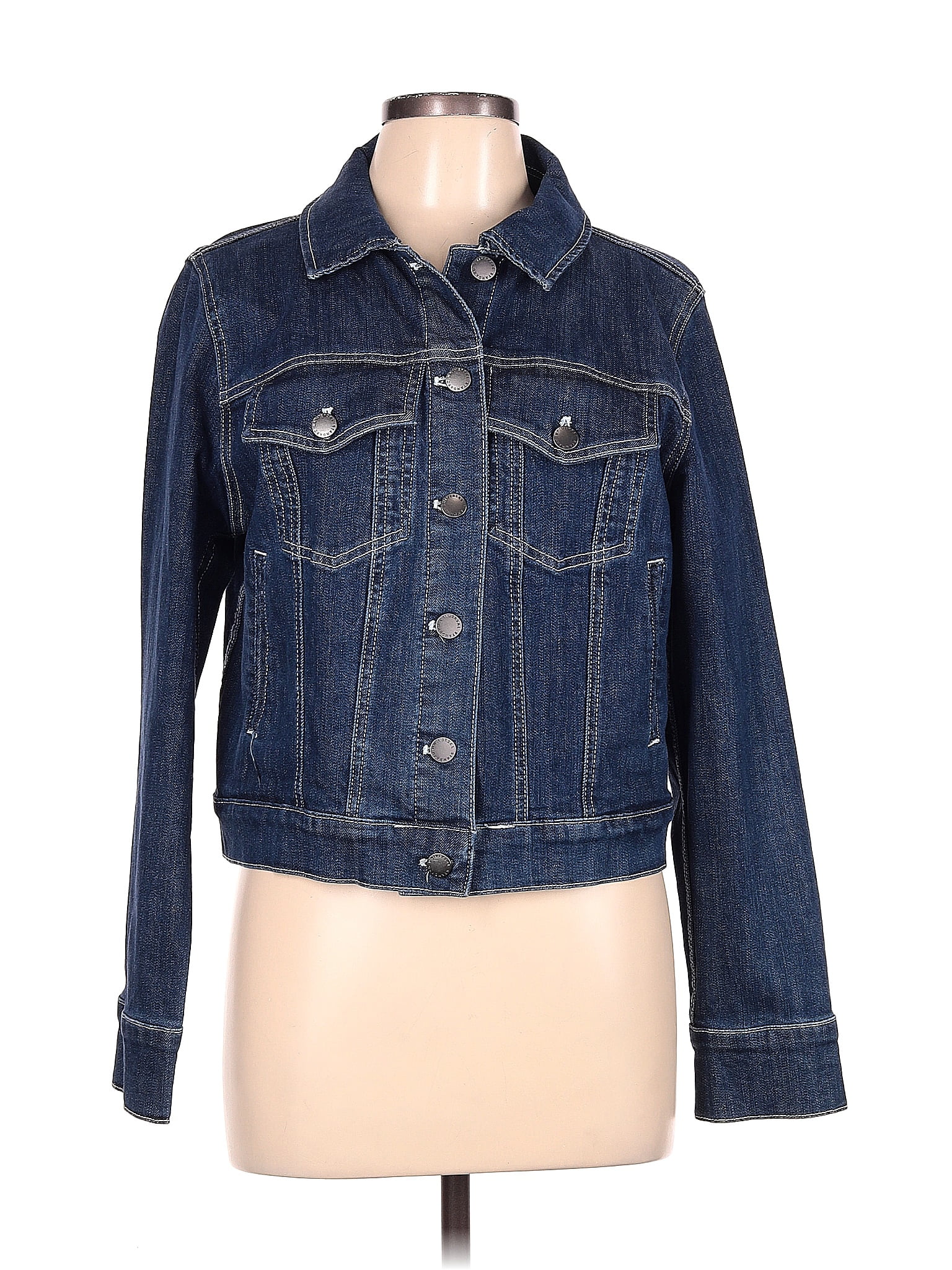 Universal Standard Solid Blue Denim Jacket Size 12 Xs 59 Off Thredup