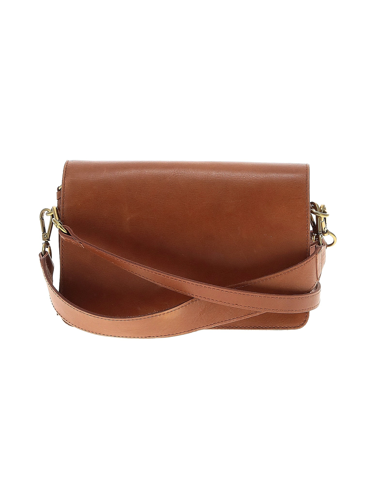 Madewell 100 Leather Solid Brown Tan The Flap Convertible Crossbody