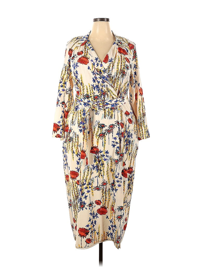 Rachel Comey 100% Silk Floral Multi Color Ivory Casual Dress Size 18 ...