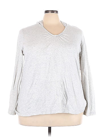 J.Jill Gray Silver Pullover Hoodie Size 3X (Plus) - 75% off