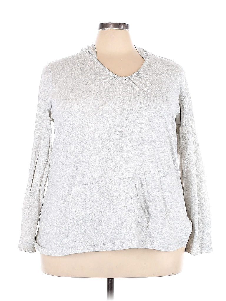 J.Jill Gray Silver Pullover Hoodie Size 3X (Plus) - 75% off