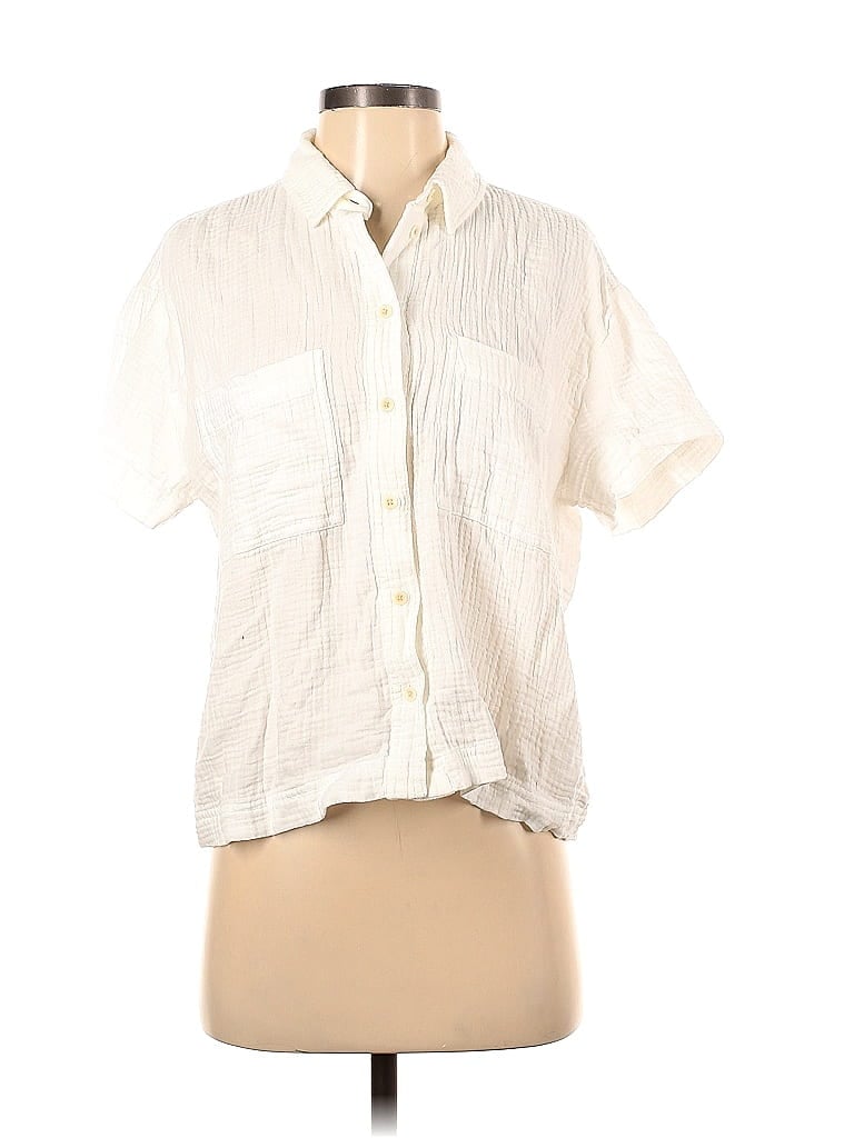 Madewell 100 Cotton White Ivory Short Sleeve Button Down Shirt Size S