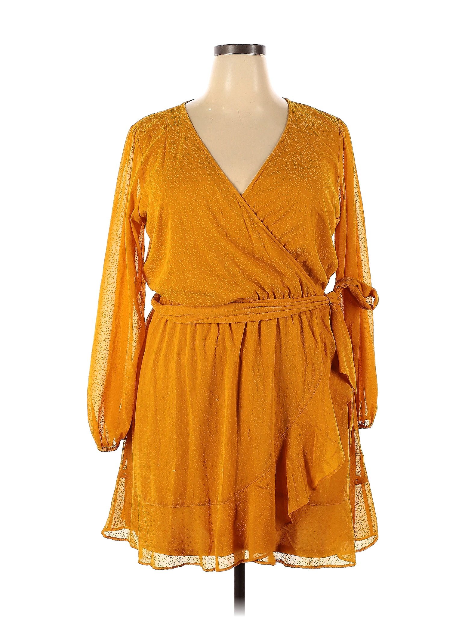 LC Lauren Conrad 100% Cotton Yellow Casual Dress Size XL (Petite) - 62% off