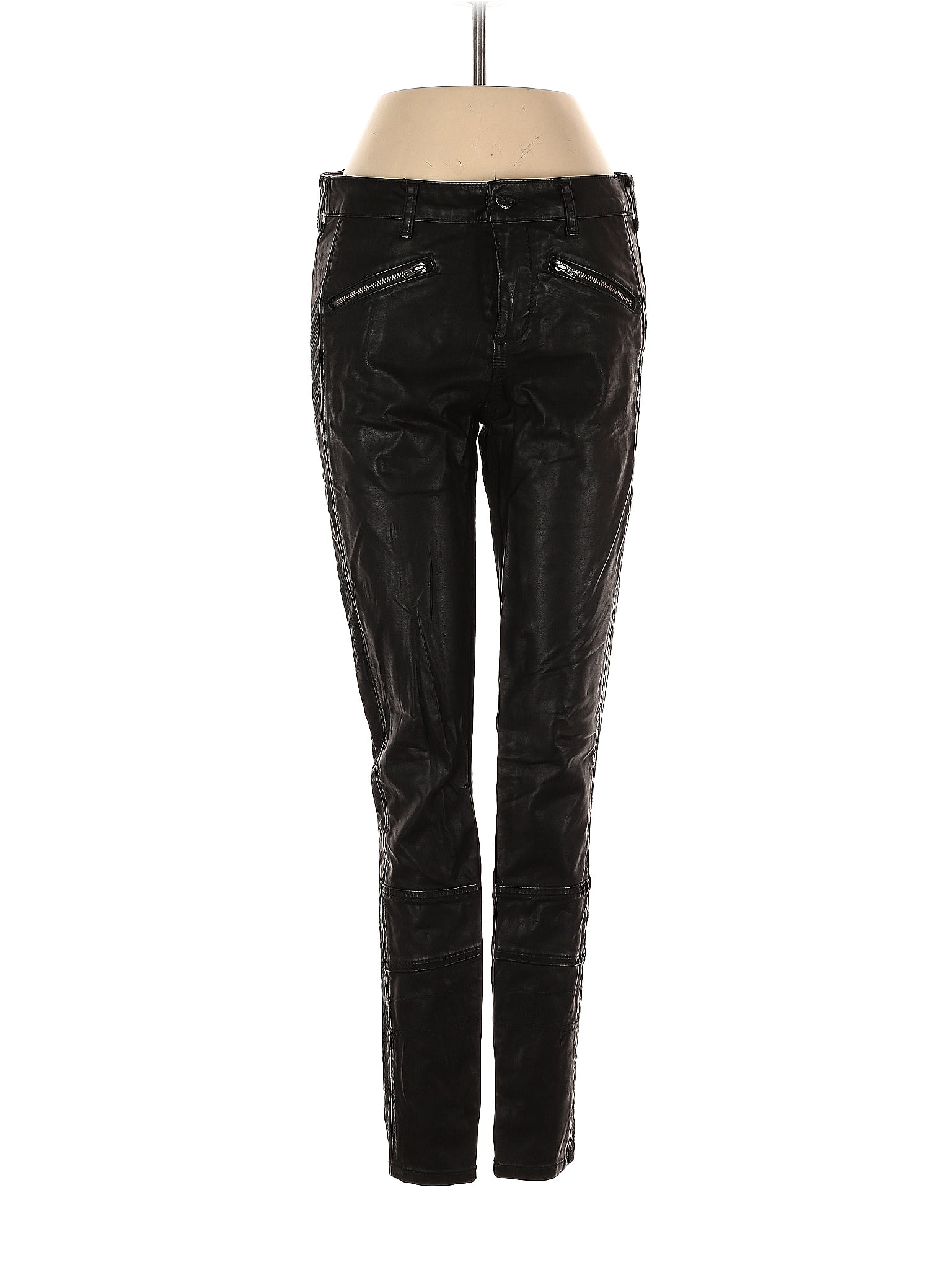 Pilcro and The Letterpress 100% Rayon Solid Black Faux Leather Pants 26 ...