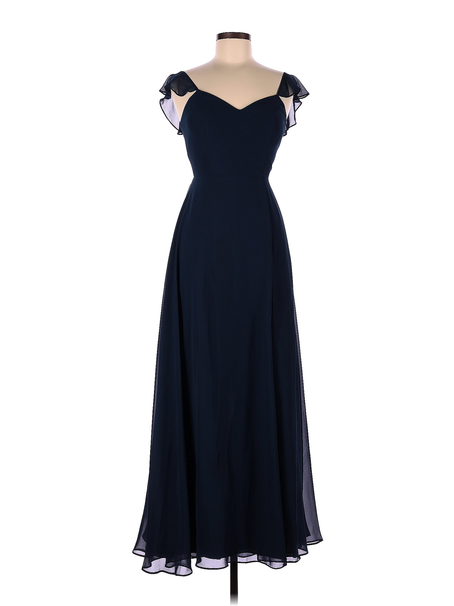 Azazie 100 Polyester Solid Navy Blue Cocktail Dress Size 8 67 Off