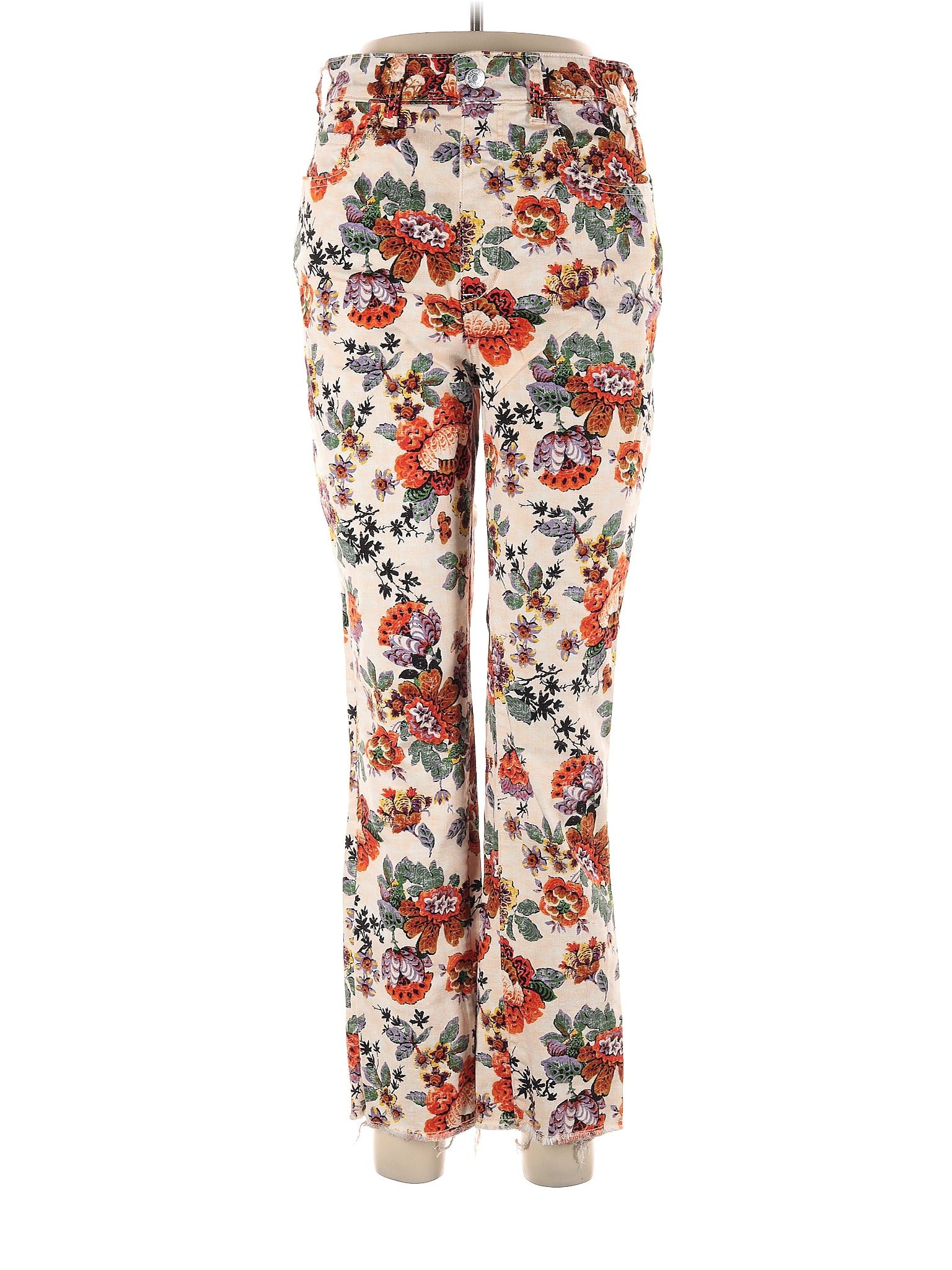 Pilcro by Anthropologie Floral Multi Color Ivory Jeans 29 Waist - 73% ...