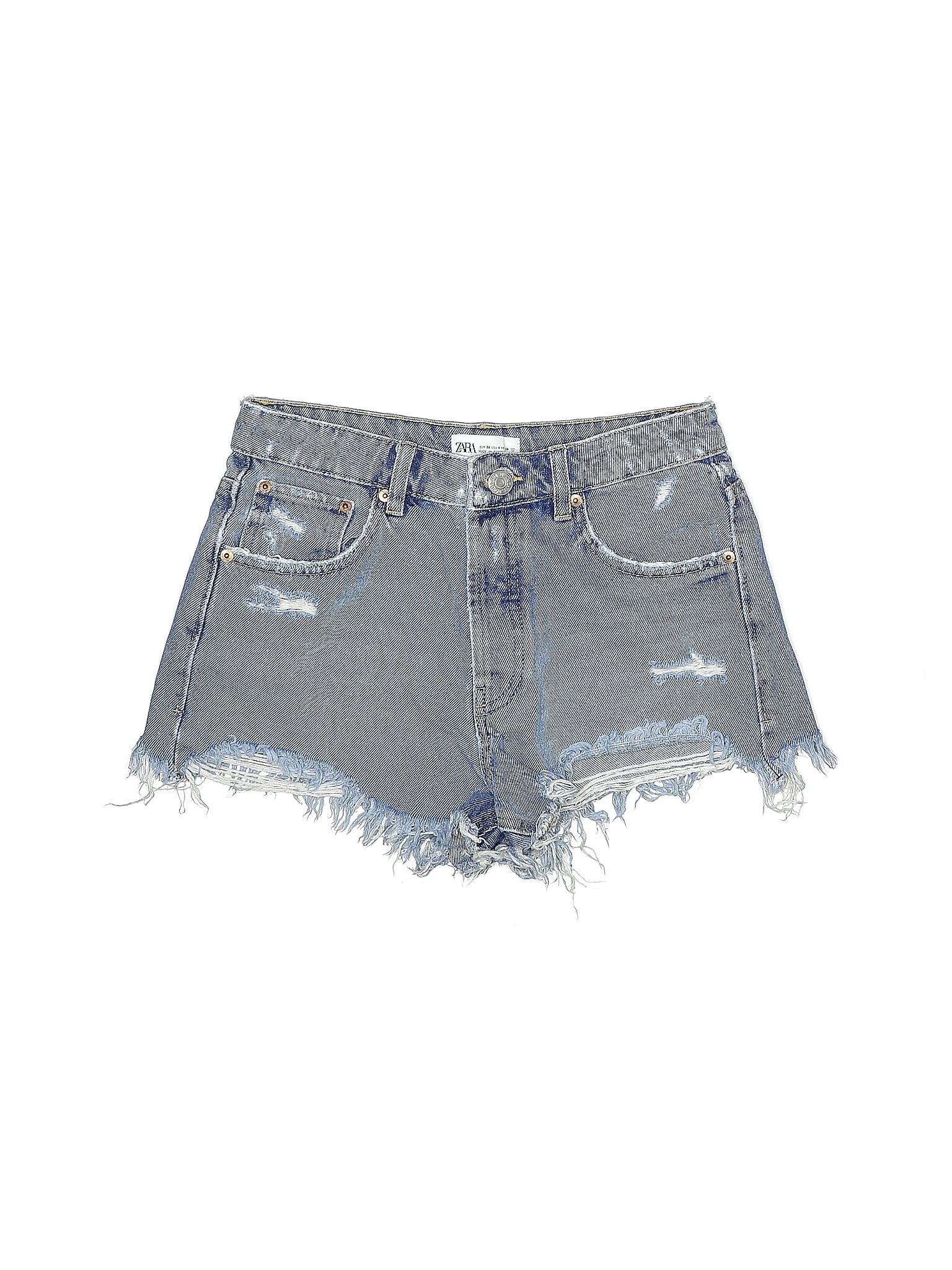 Zara 100 Cotton Solid Blue Denim Shorts Size 4 50 Off Thredup 3869