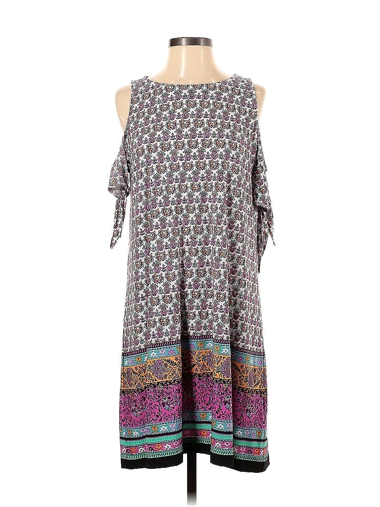 Beige by ECI Floral Motif Paisley Aztec Or Tribal Print Gray Casual Dress Size S - photo 1