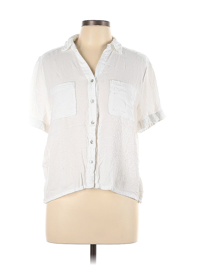 Jane and Delancey White Short Sleeve Button-Down Shirt Size L - 55% off ...