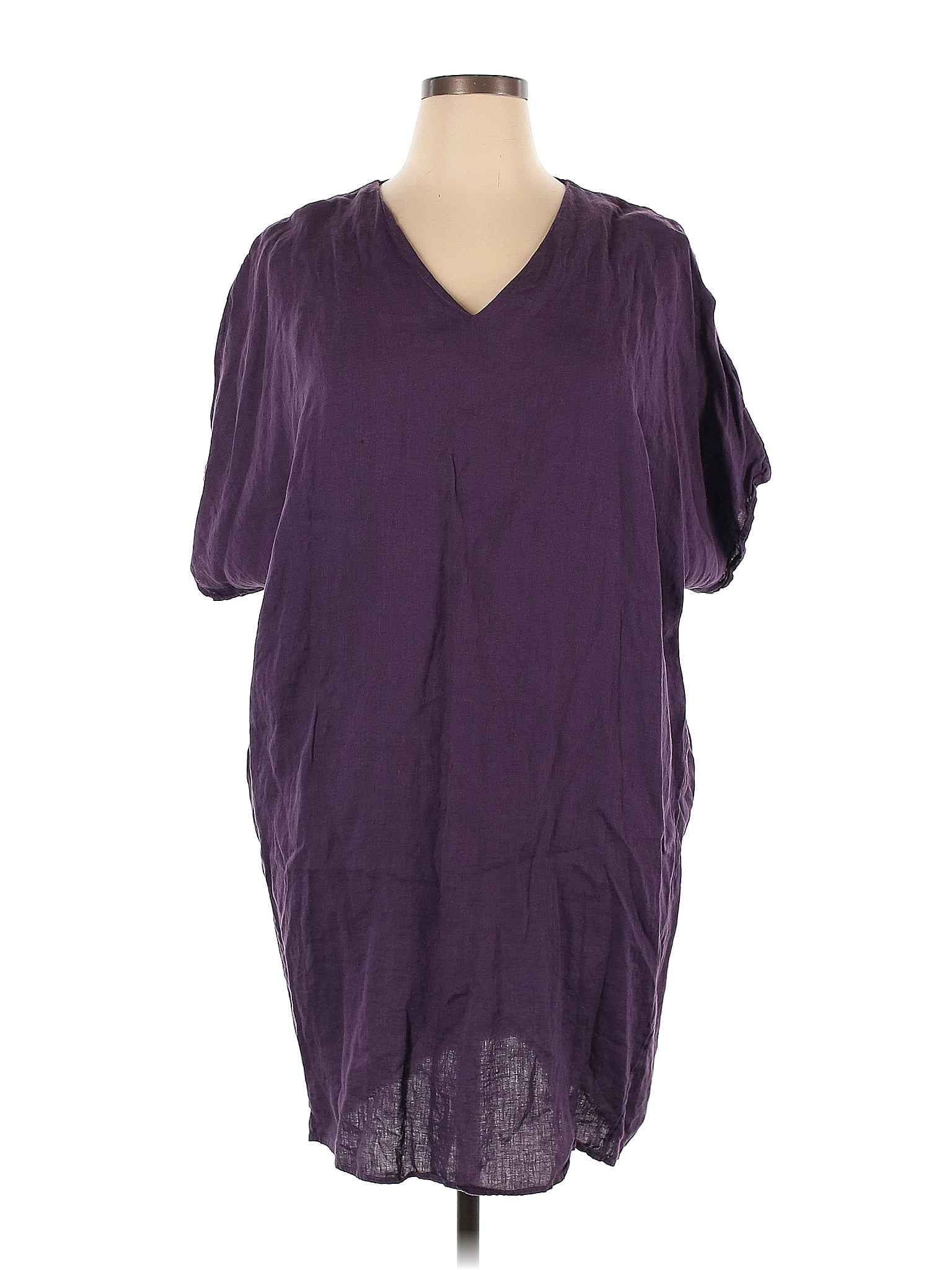 Chico's 100 Linen Solid Purple Casual Dress Size XL (3) 74 off