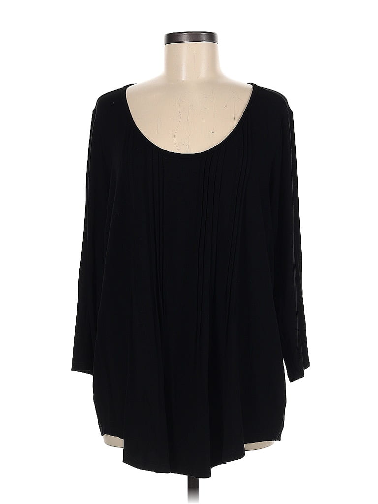 Avenue Solid Black Long Sleeve Blouse Size 1X (Plus) - 64% off | thredUP