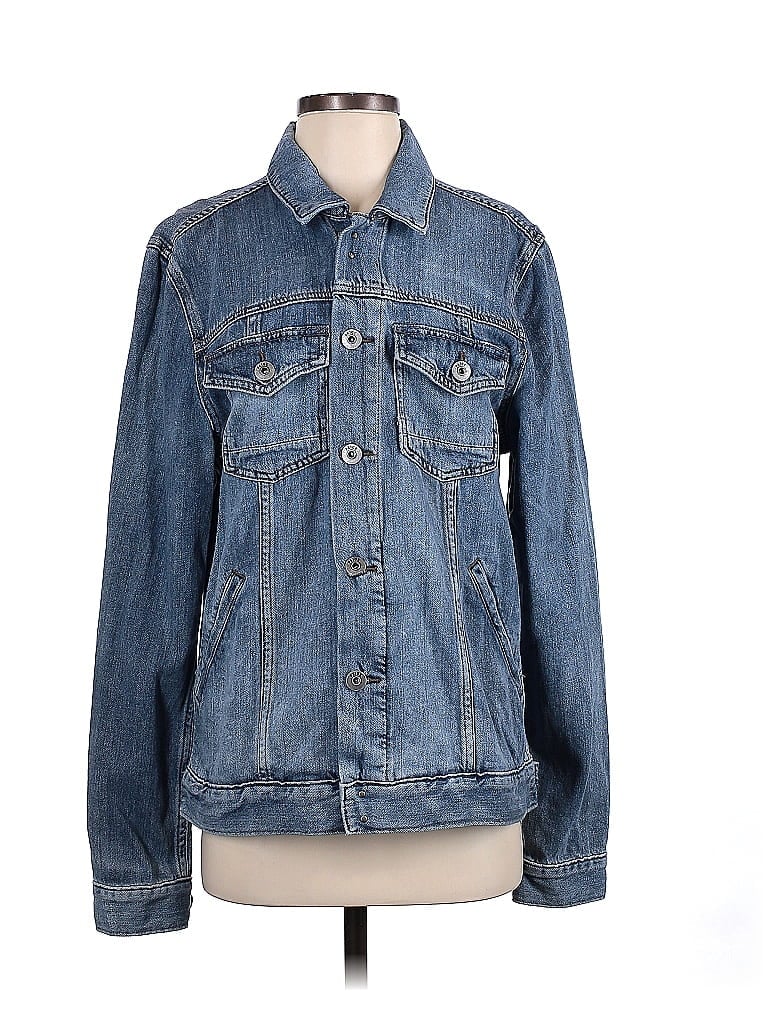 Paige Solid Blue Denim Jacket Size M 78 Off Thredup