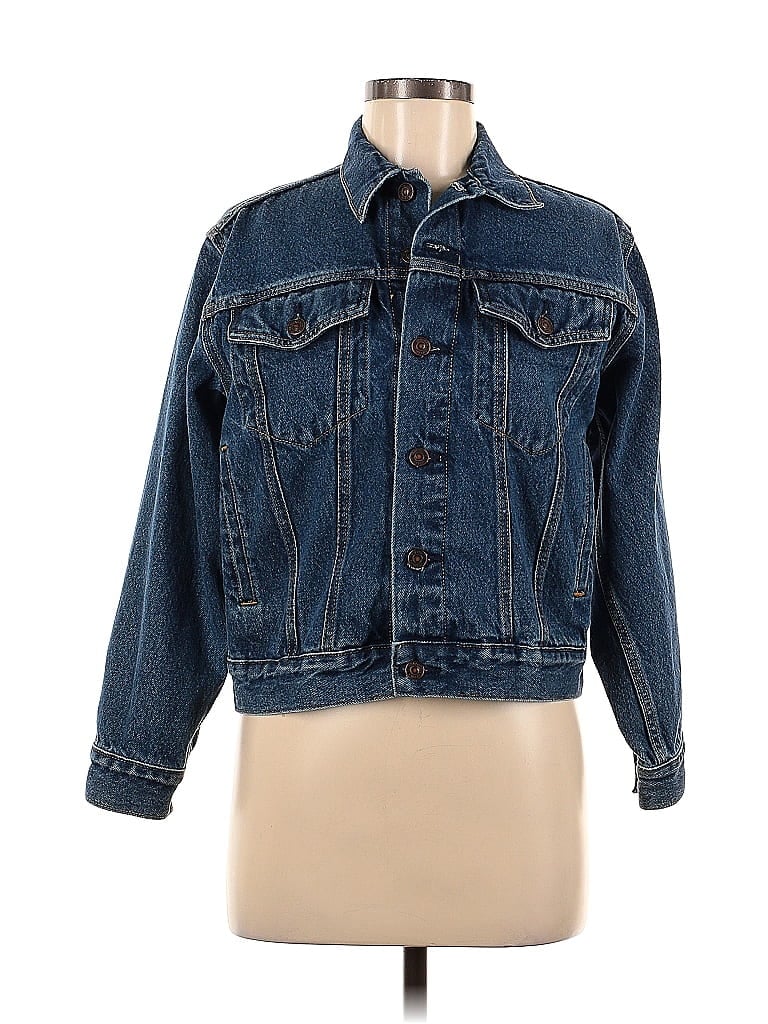 Levi Strauss Signature 100 Cotton Solid Blue Denim Jacket Size M 37