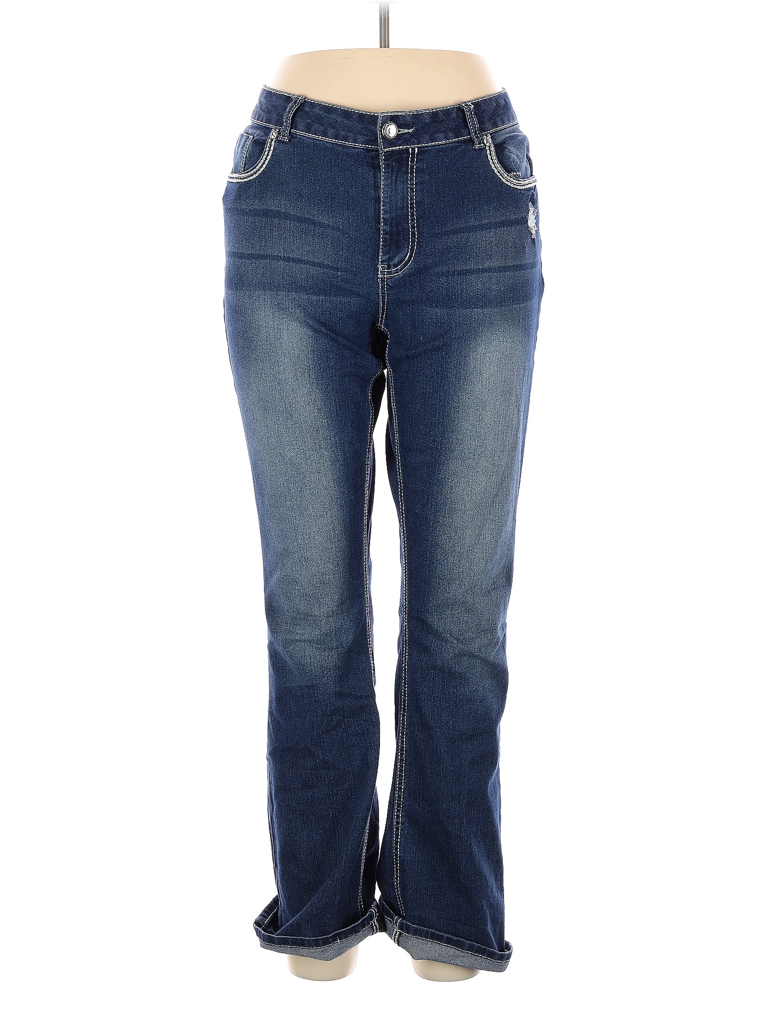 Faded Glory Solid Blue Jeans Size 16 - 44% off