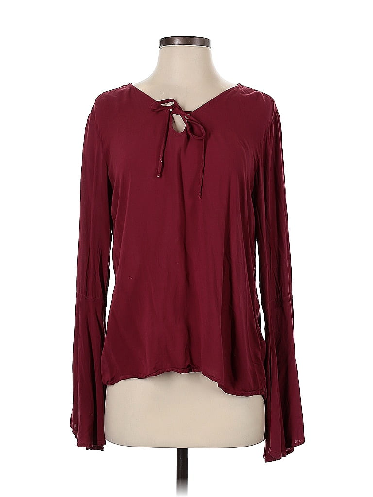 Bella Dahl 100 Rayon Solid Burgundy Long Sleeve Blouse Size S 79