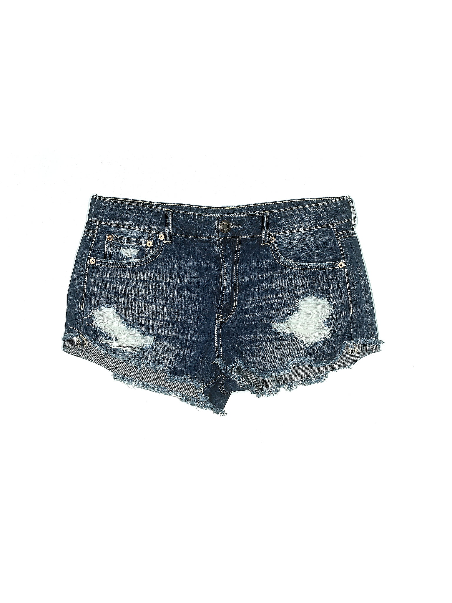 American Eagle Outfitters 100% Cotton Solid Blue Denim Shorts Size 000 -  66% off