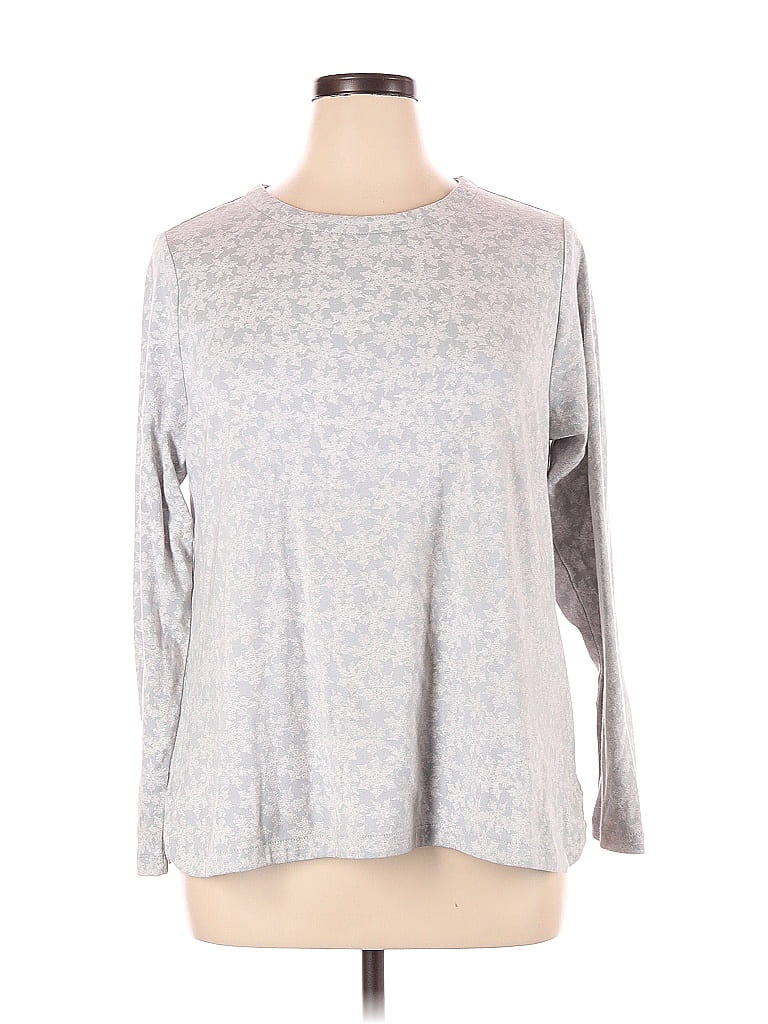 J.Jill 100% Cotton Floral Gray Long Sleeve T-Shirt Size XL - 60% off ...