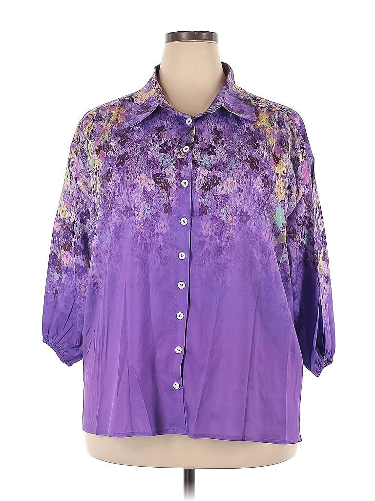 Regular Fit Short Sleeve Shirt - Bright Purple Floral