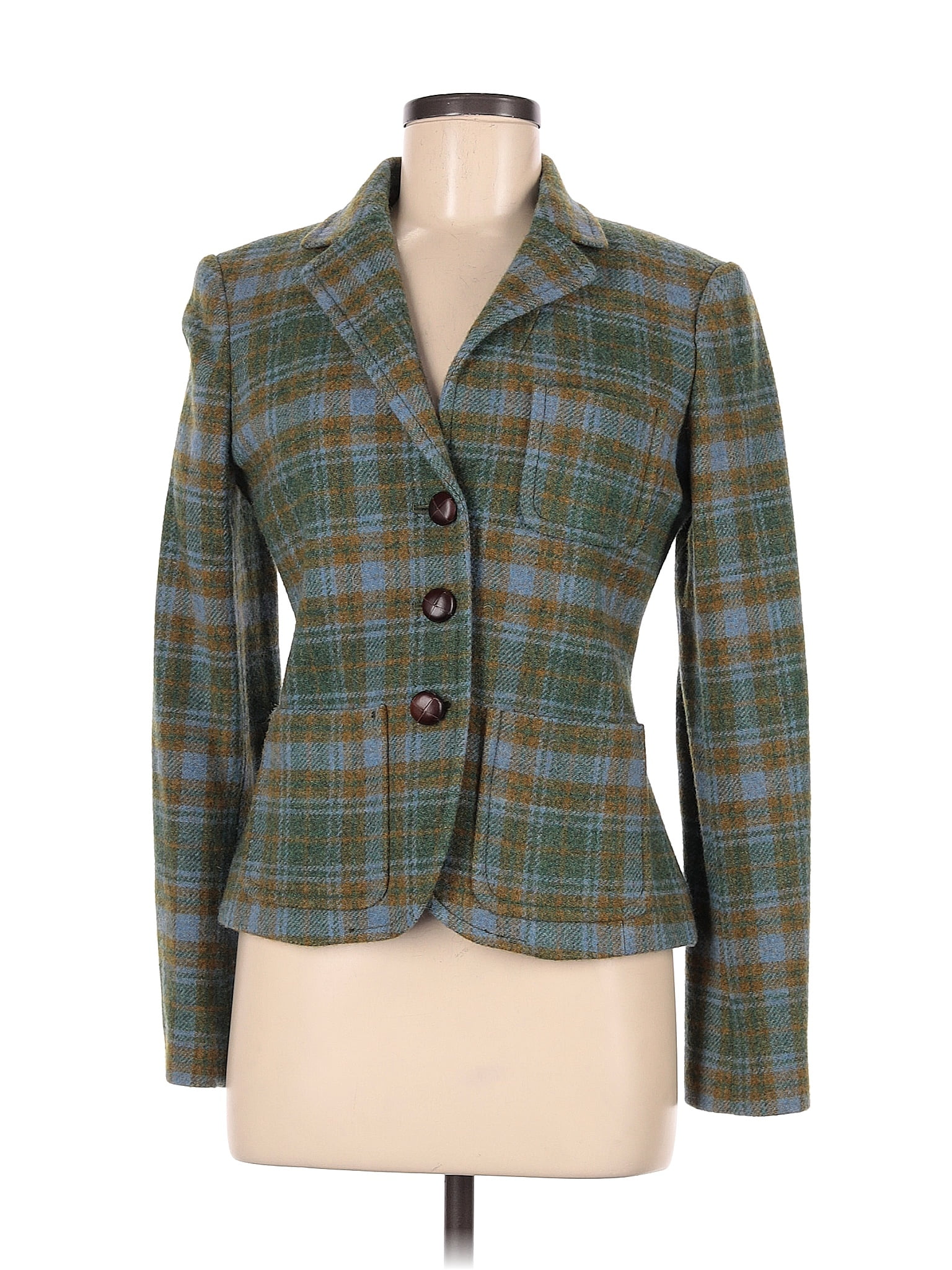 Blazer Femme J Crew En Laine Grise à Motif Pied-de-poule - Taille 10 - Occasion Très Bon état