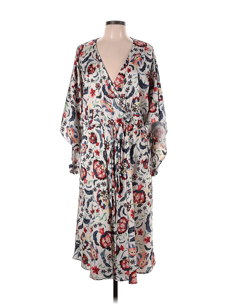 Sachin + Babi 100% Polyester Multi Color Ivory Multi Bloom Wrap Dress ...