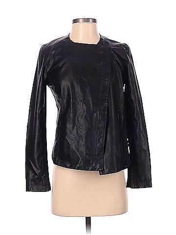 Juniors black faux top leather jacket