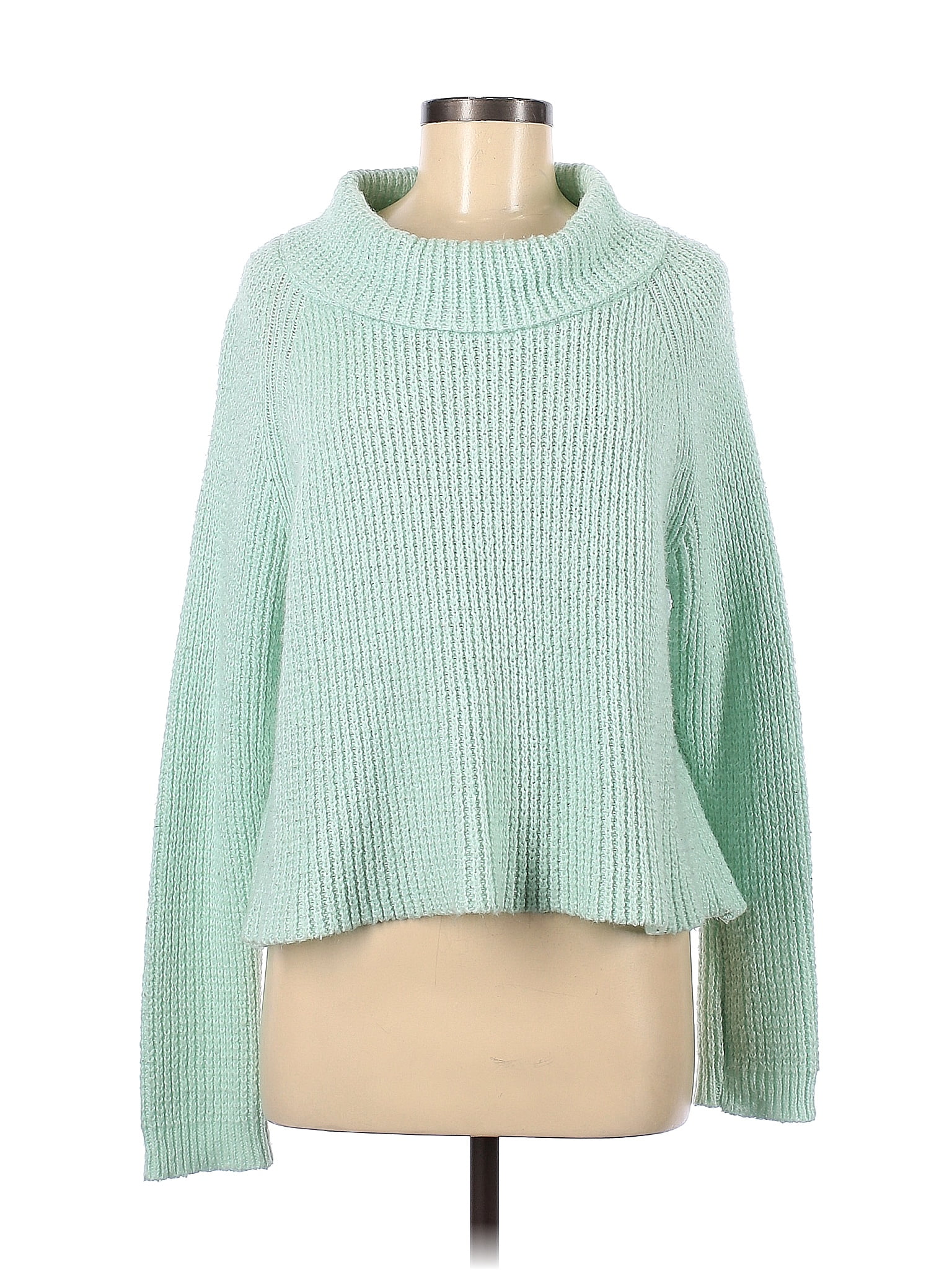 Kimchi Blue Color Block Solid Blue Green Pullover Sweater Size M - 70% ...