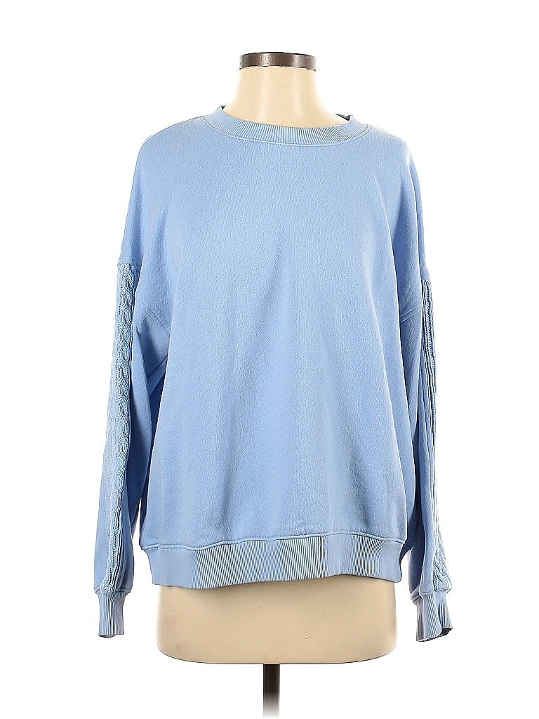 Aerie Color Block Solid Blue Sweatshirt Size S - 52% off | thredUP