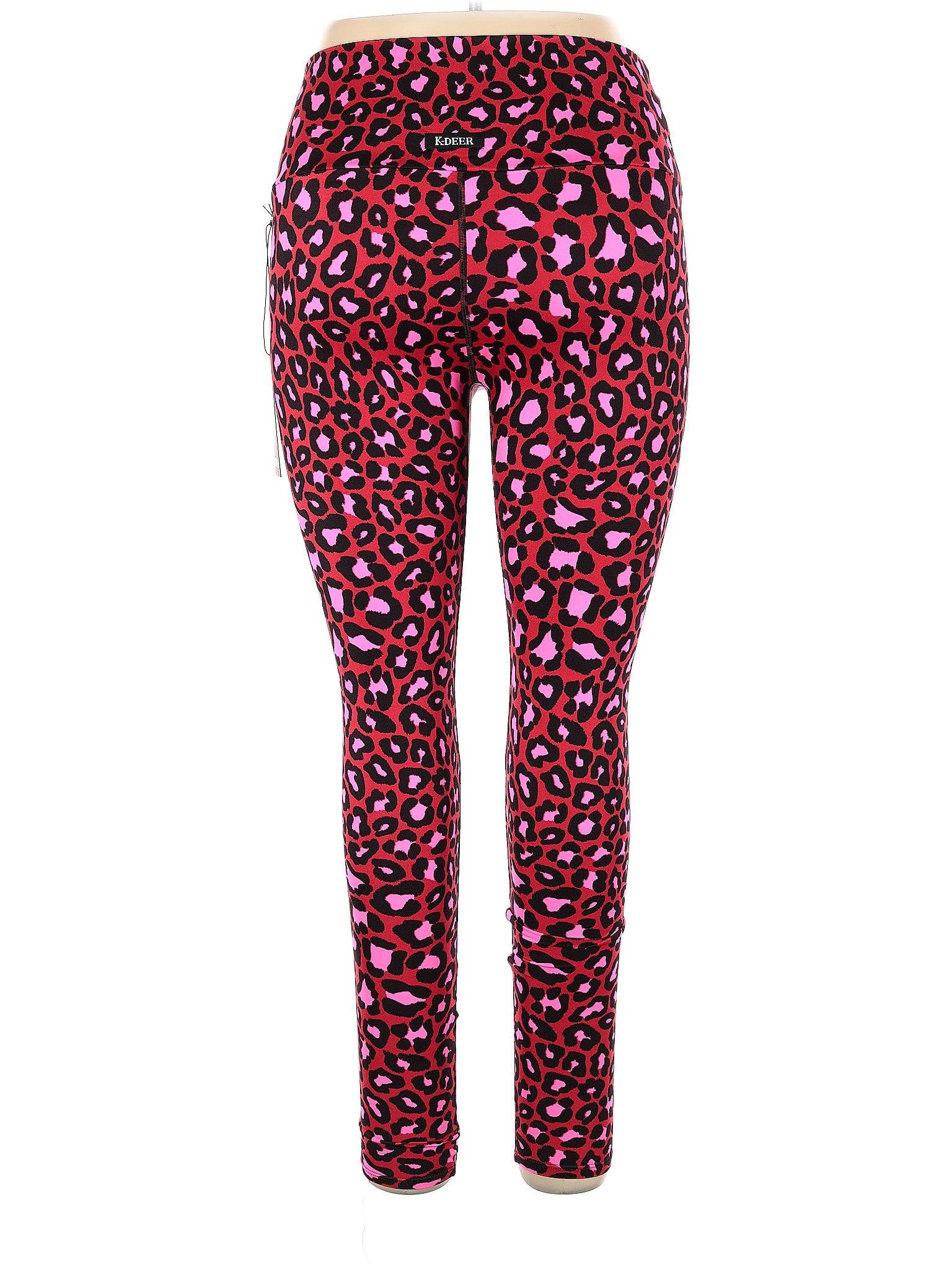 K-DEER Leopard Print Multi Color Pink Leggings Size 2X (Plus) - 68% off