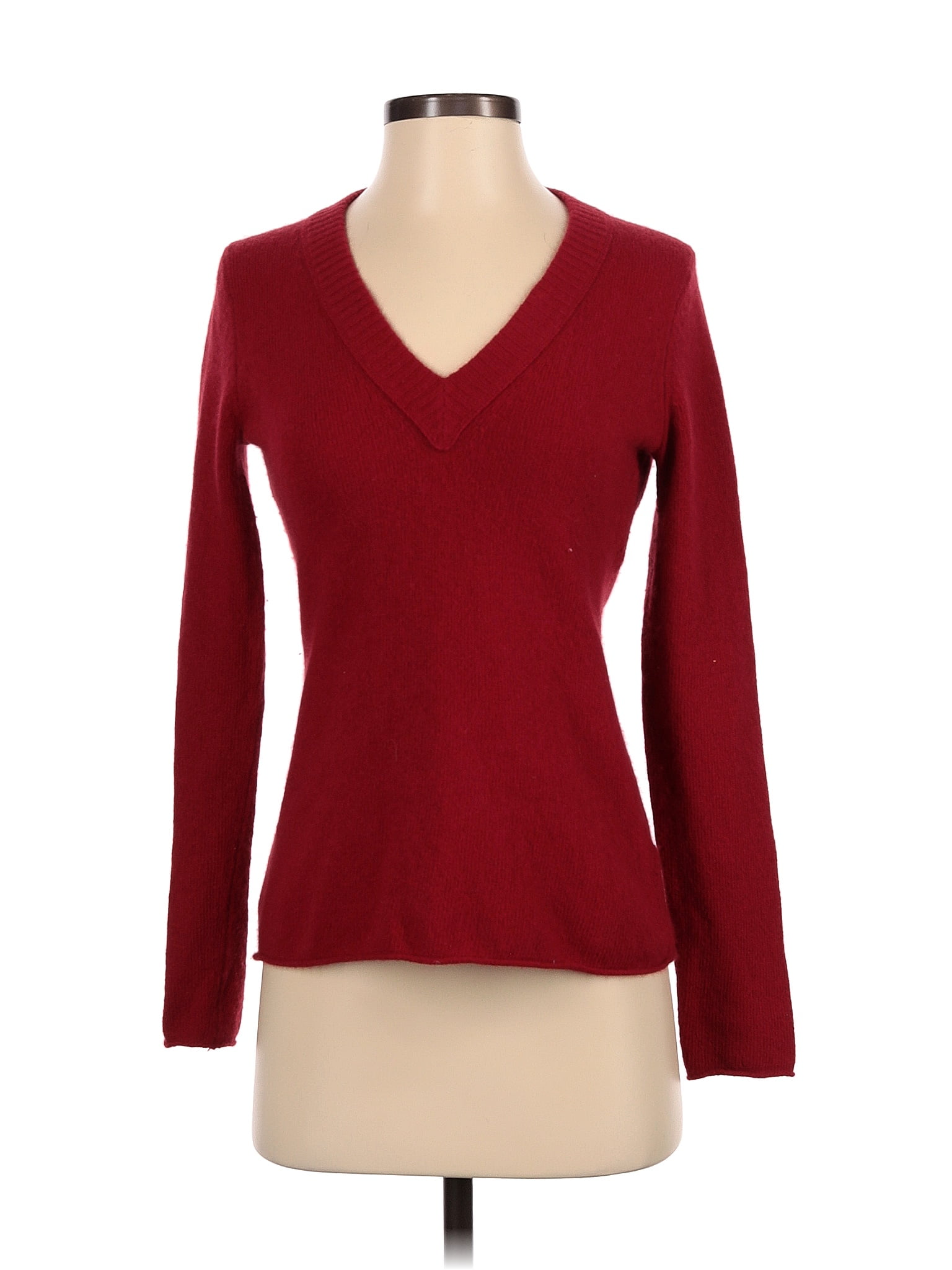 Banana Republic Color Block Solid Red Burgundy Pullover Sweater Size XS