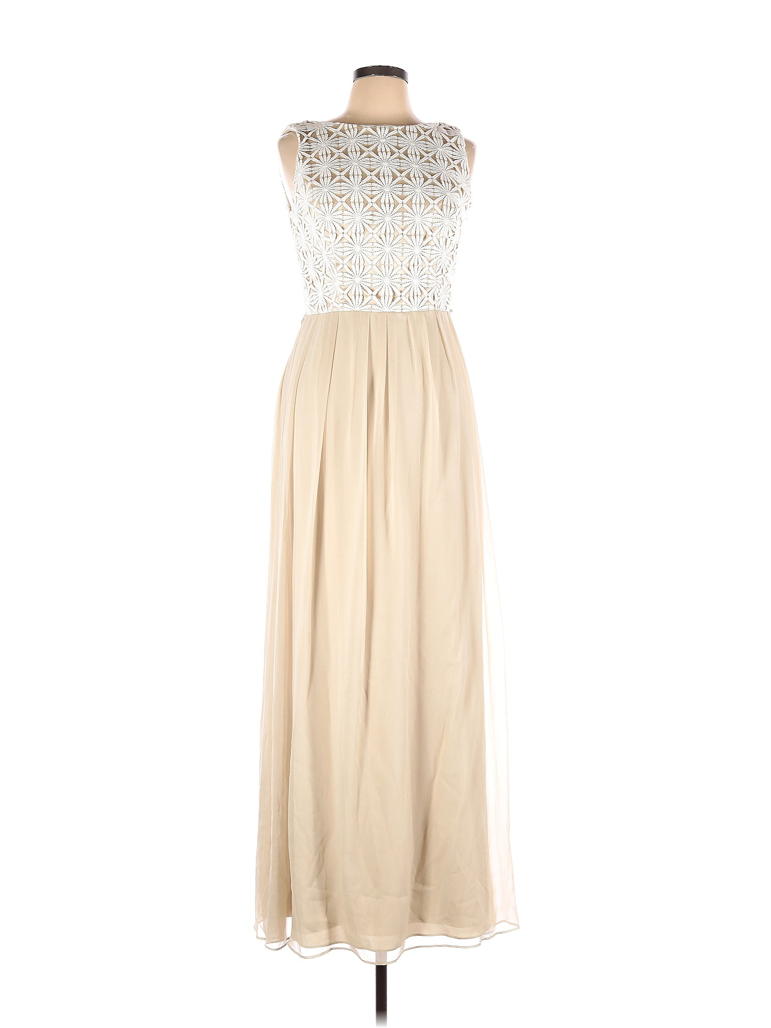 Lela Rose Bridesmaid 100% Polyester Solid Tan Ivory Casual Dress Size ...