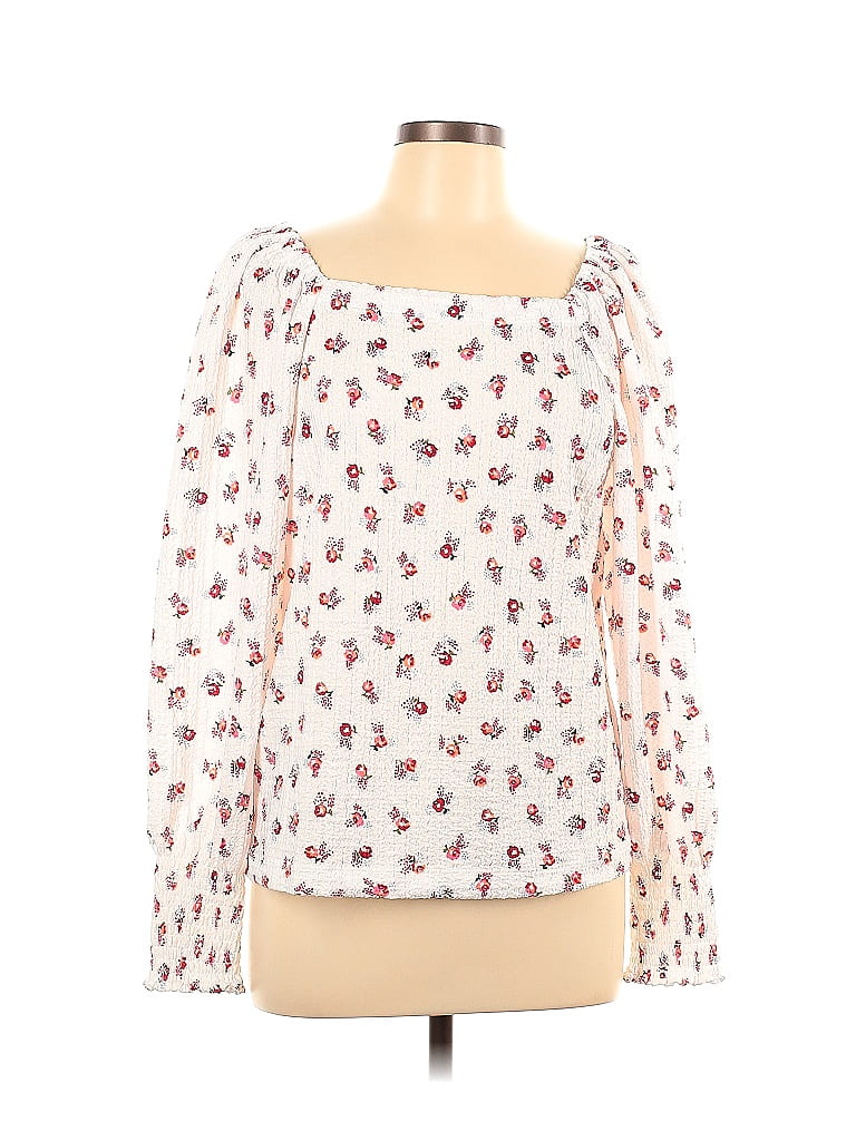 LOFT Ann Taylor 100% Cotton White Rose Sleeveless Blouse Fray main image 0