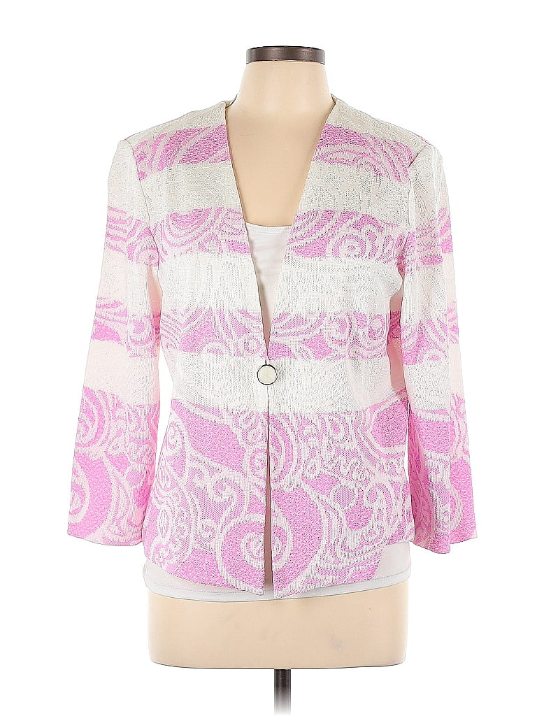 Ming Wang Size 2x Women's Magenta Pattern Open Front Sweater